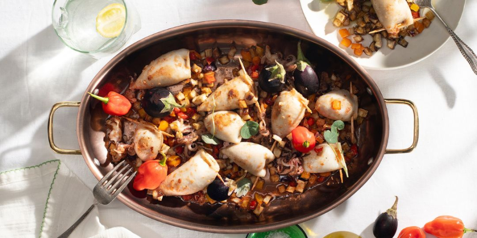 Stuffed Calamari with Vegetables and Quinoa