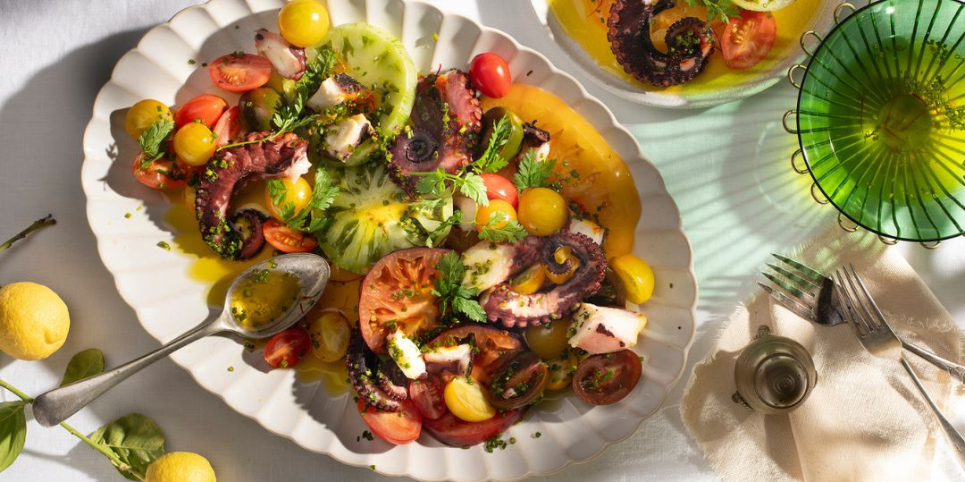 Octopus Salad with Cherry Tomatoes and Sweet & Sour Sauce